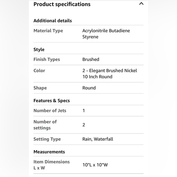 Sparkpod 10” Large Luxury Rainfall Showerhead in Elegant Brushed Nickel - Picture 4 of 5